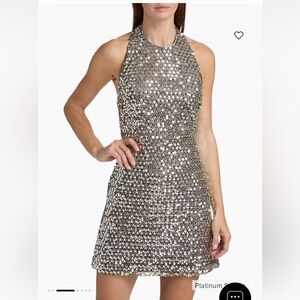 NWT Ramy Brook Eva Sequin Halter Mini Dress Platinum Sequin • 0 2 sample $595